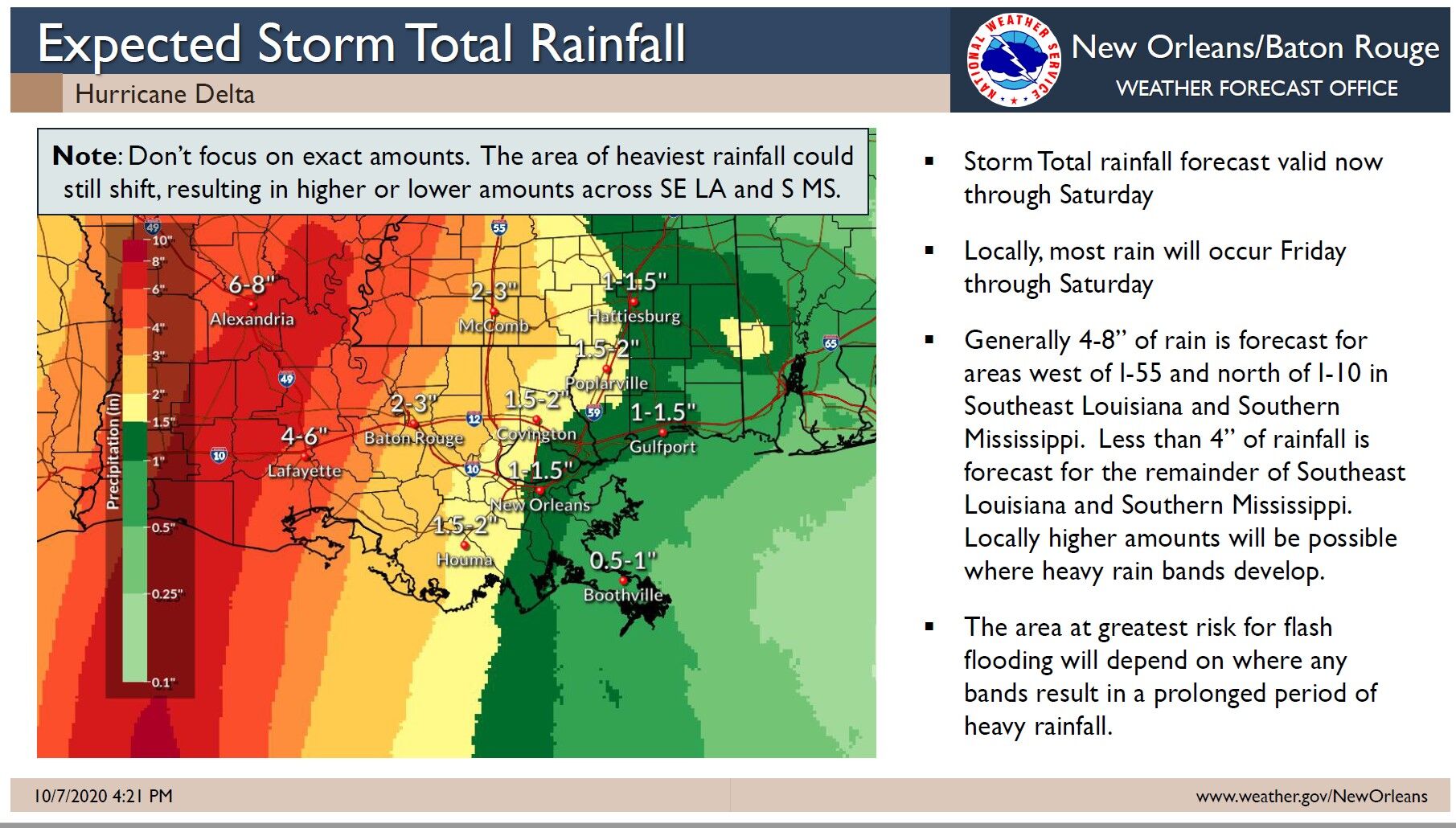 Delta's potential rainfall